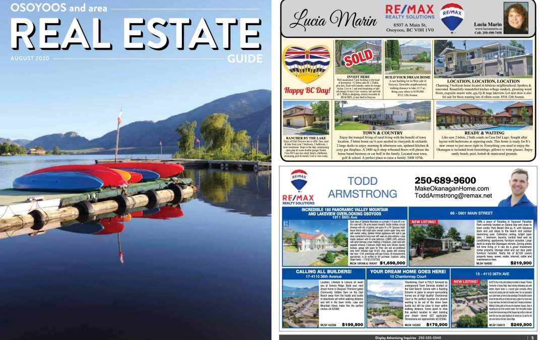 NEW Osoyoos Real Estate Magazine Guide, August 2020